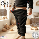 Conjunto 2 Piezas Buzo Pantalón Y Polerón Con Capucha Negro Niño
