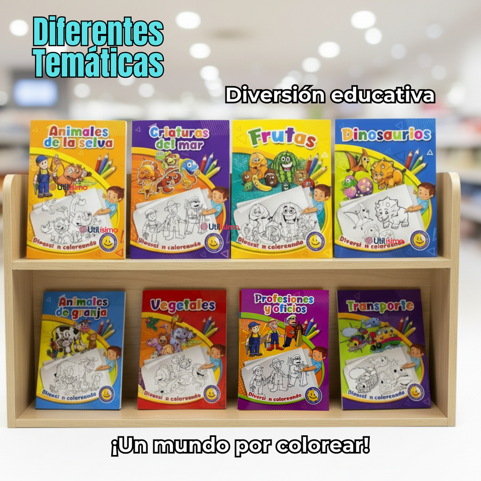 Pack 3 Libros Para Colorear Pintar Educativo Con Stickers Diseños Surtidos