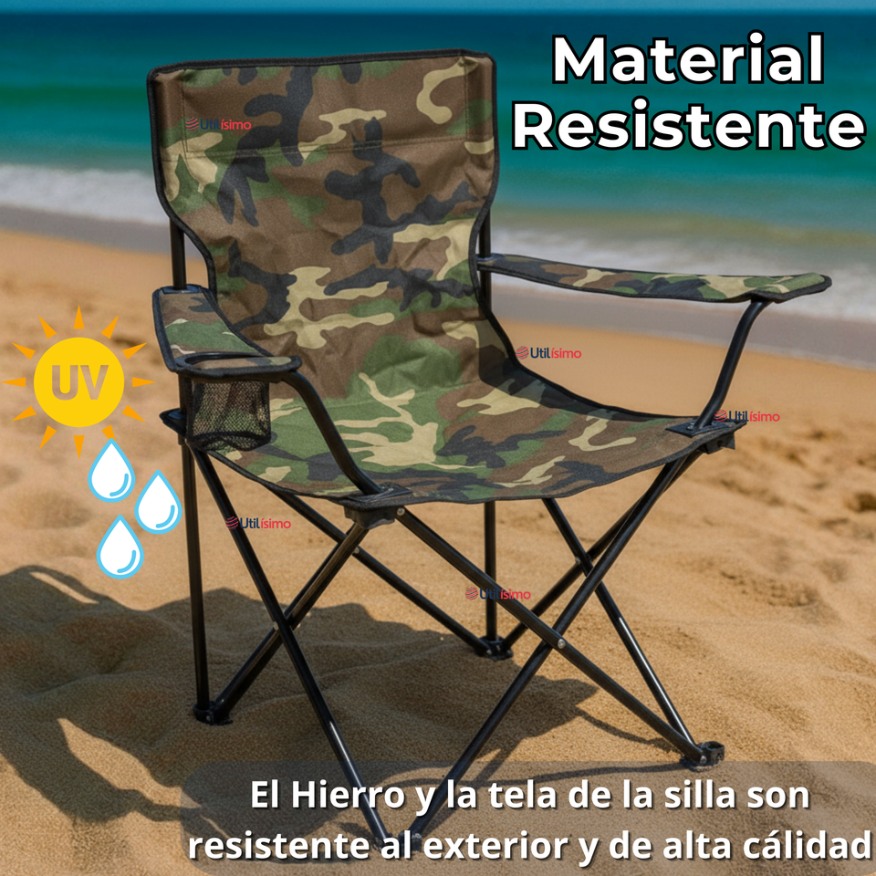 Silla Plegable De Playa Camping Picnic Con Portavaso Diseños Surtidos