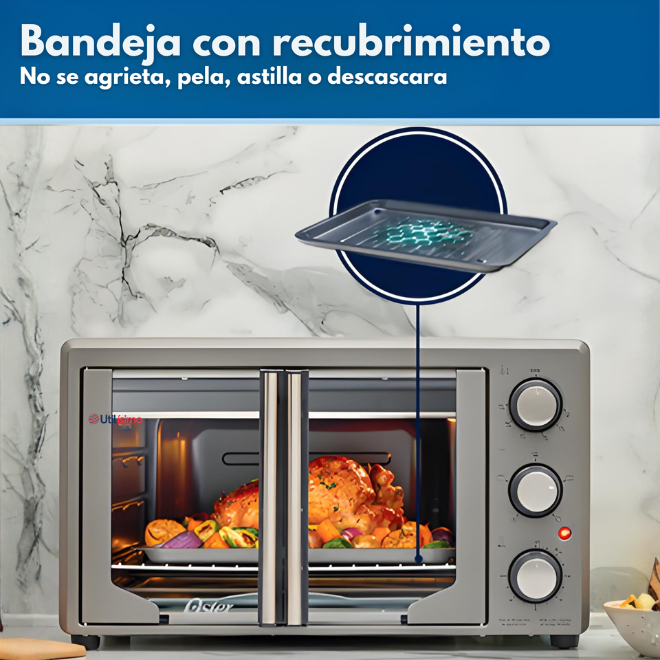 Horno con freidora de aire Oster® de 35 litros, puertas francesas, TSSTTV35FDMAFNS