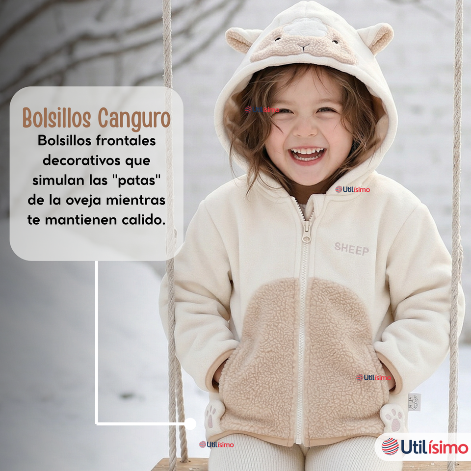Polerón Polar Con Capucha Invierno Bebé Niña Fluffy Sheep