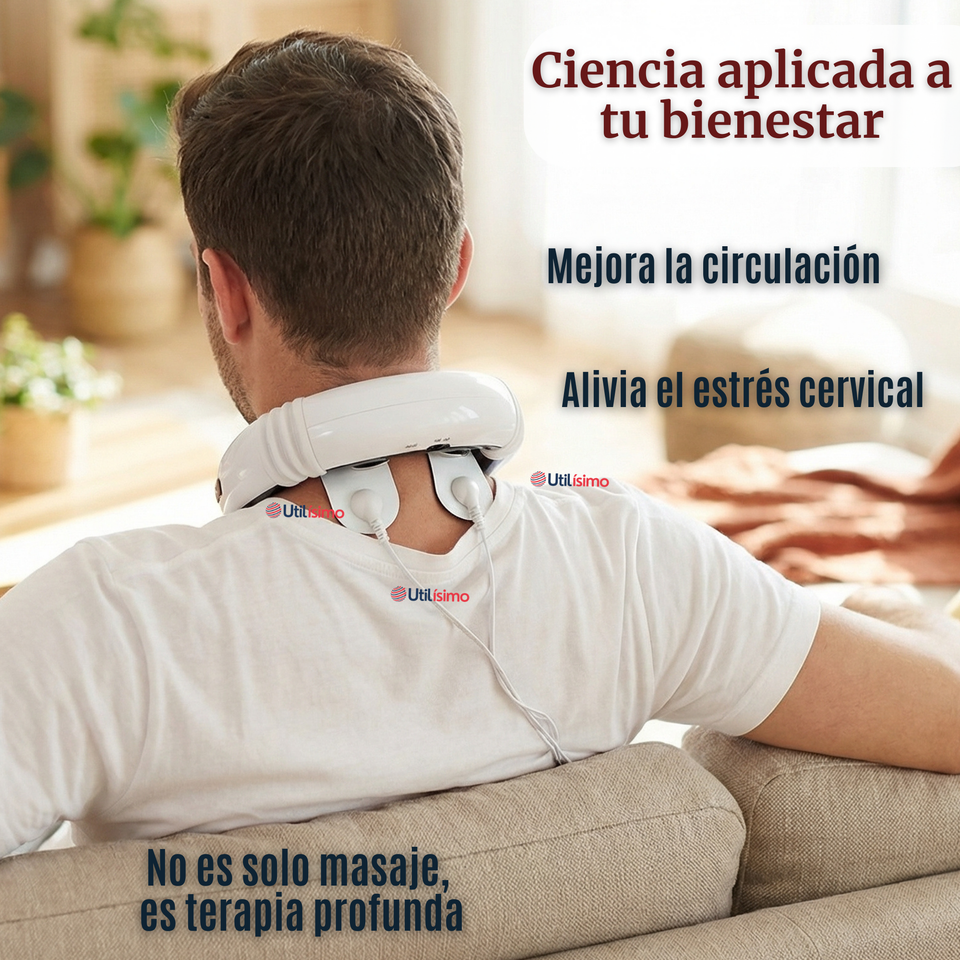 Masajeador Electro Estimulador Cervical Cuello Recargable 2 Electrodos