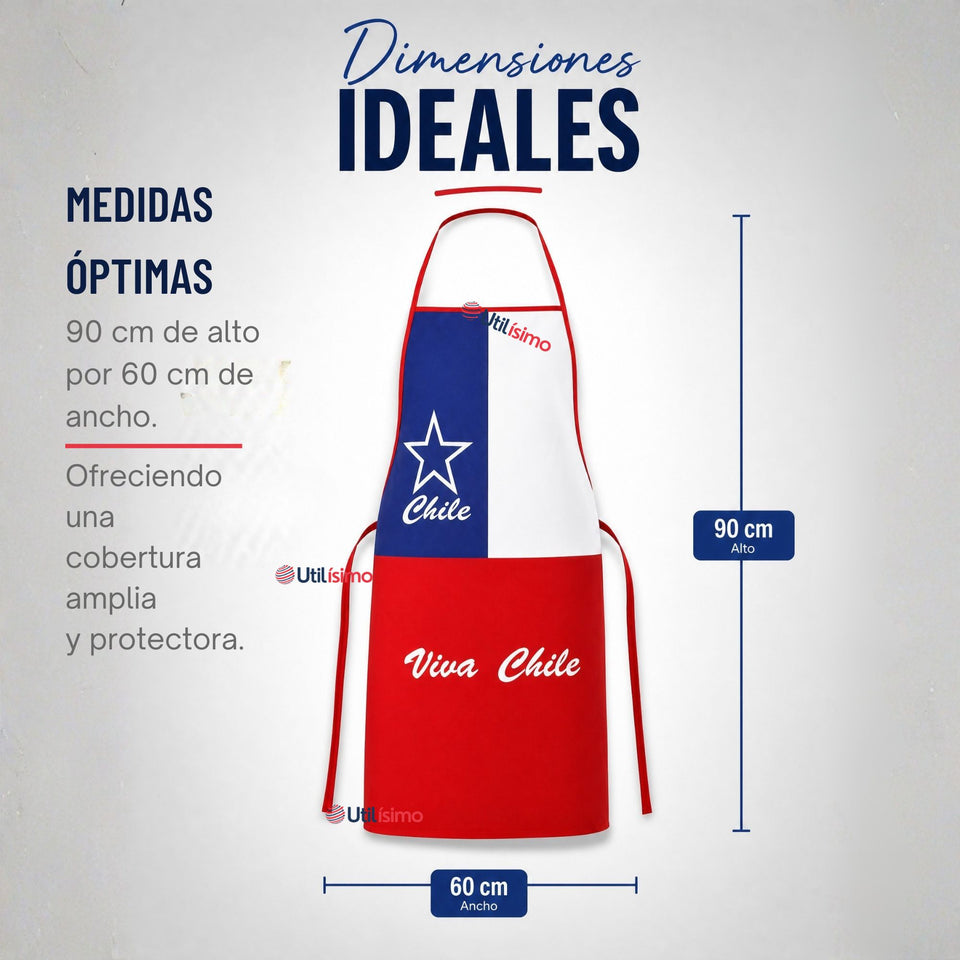 Pack 3 Delantales Pechera Viva Chile Bandera Chile Fiestas Patrias (Copia)