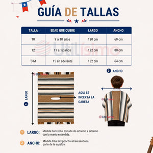 Pack 3 Ponchos Mantas Mapuches Juvenil Traje Típico Fiestas Patrias