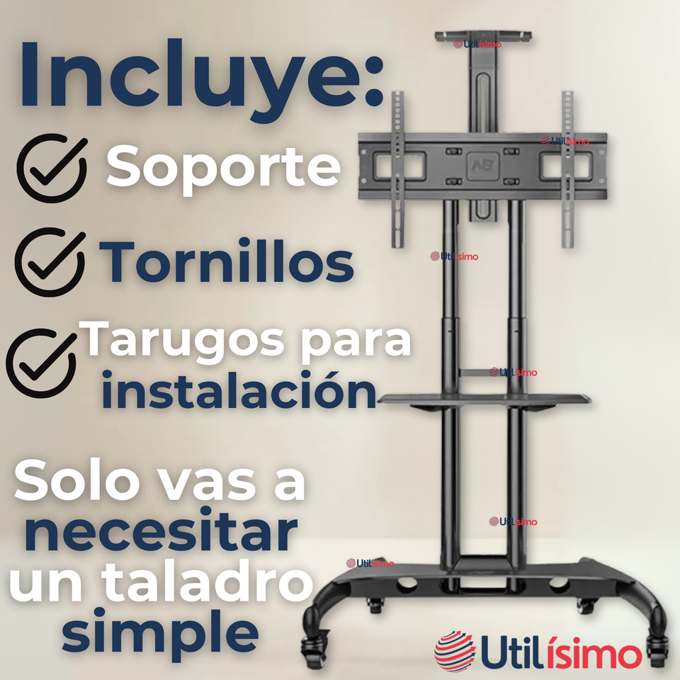 Soporte TV Portátil Con Ruedas 45Kg 32 a 75 Pulgadas 32 40 43 50 55 60 65 70 75
