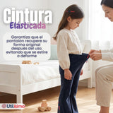 Calza Palazzo Niña Polar Con Chiporro Elasticada Térmica Navy Blue