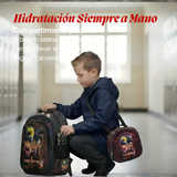 Mochila Escolar Bolso Con Efecto 3D Estuche + Lonchera 40Cm Tela Oxford Niño Dark Dinosaur