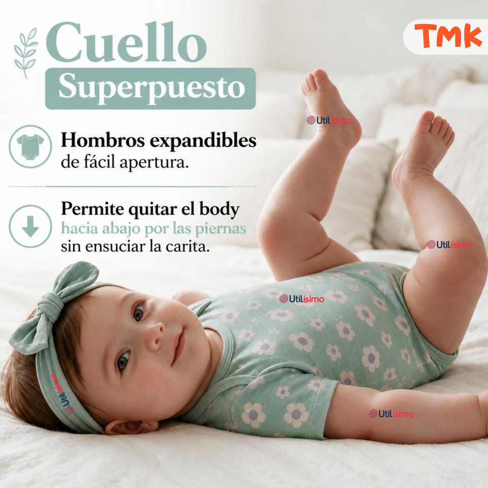Pack 5 Bodys Manga Corta %100 Algodón Tedmimak Niña Cuddly Bears