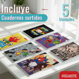 Pack 5 Cuadernos Universitarios Marvel Heroes 100 Hojas Proarte Diseño Surtido