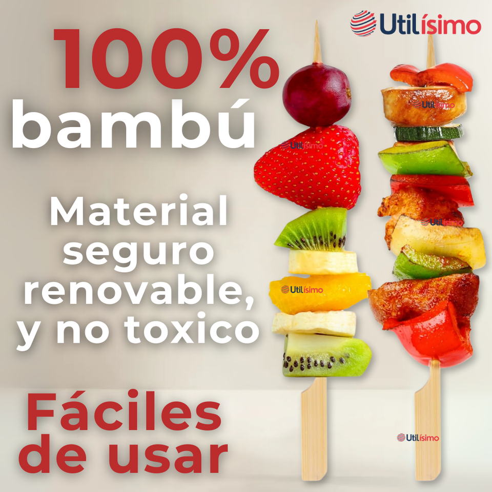 Pack 100 Piezas Brochetas De Bambú Bandera Cóctel 10cm