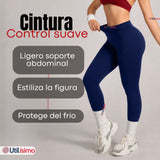 Calza Lola Polar Térmica Sin Costura Tiro Alto Elasticada Azul Marino