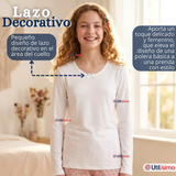 Pack 3 Camisetas Poleras Algodón Básica Cuello Redondo Primera Capa Manga Larga Colores Surtidos Negro Blanco Niña