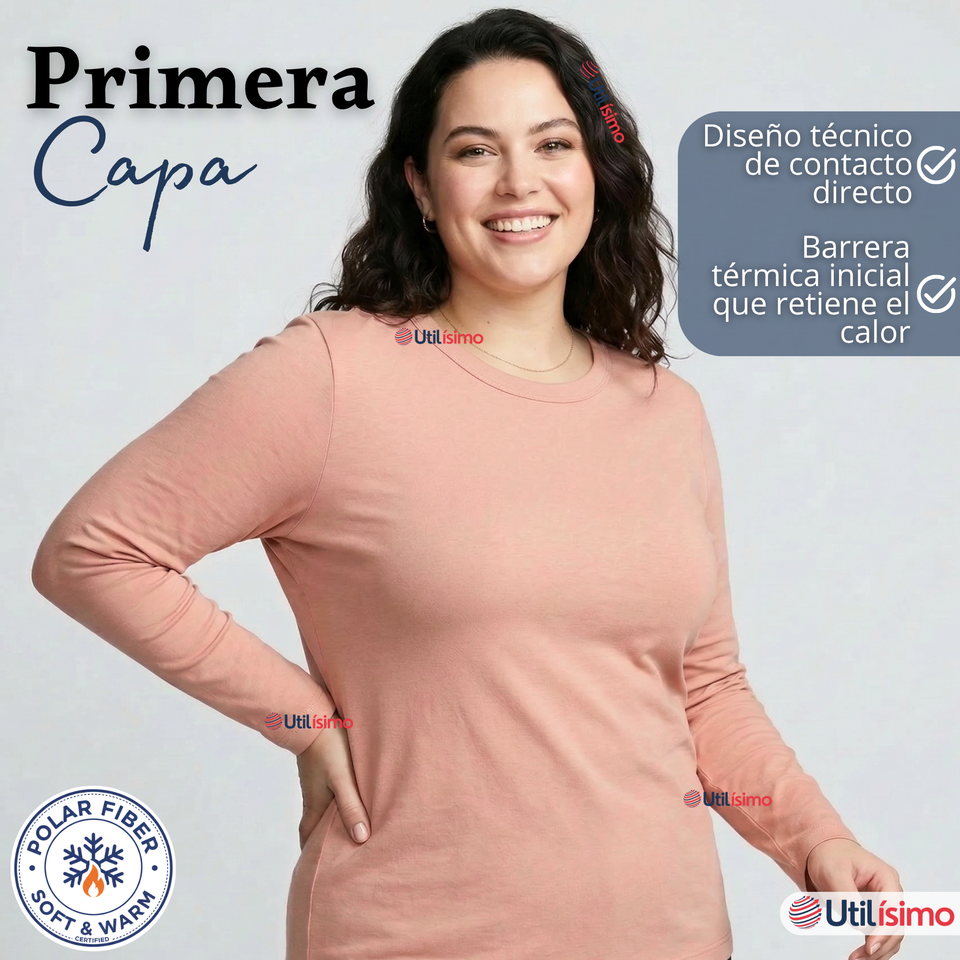 Pack 3 Camisetas Poleras Polar Primera Capa Manga Larga Colores Surtidos Mujer