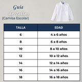 Camisa Colegio Escolar Manga Larga Niños y Juvenil