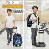 Mochila Escolar Con Ruedas + Estuche + Lonchera Poliéster Astronauta Niño