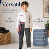 Pantalón Huaso Gris Diseño Líneas Niño Vestuario Típico Fiestas Patrias