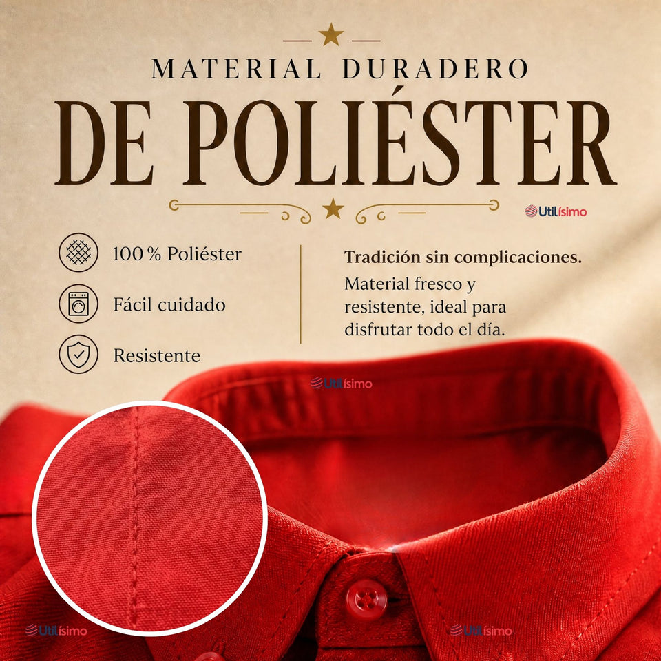 Camisa Roja Huaso Juvenil Clásica Regular Fit Fiestas Patrias