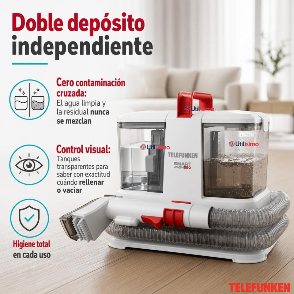 Aspiradora Limpia Tapiz Telefunken Smart Wash 550W Blanco