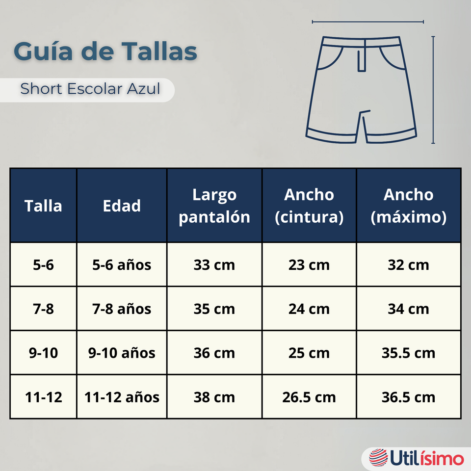 Short Pantalon Corto Niño Algodón Deportivo Escolar Azul Marino