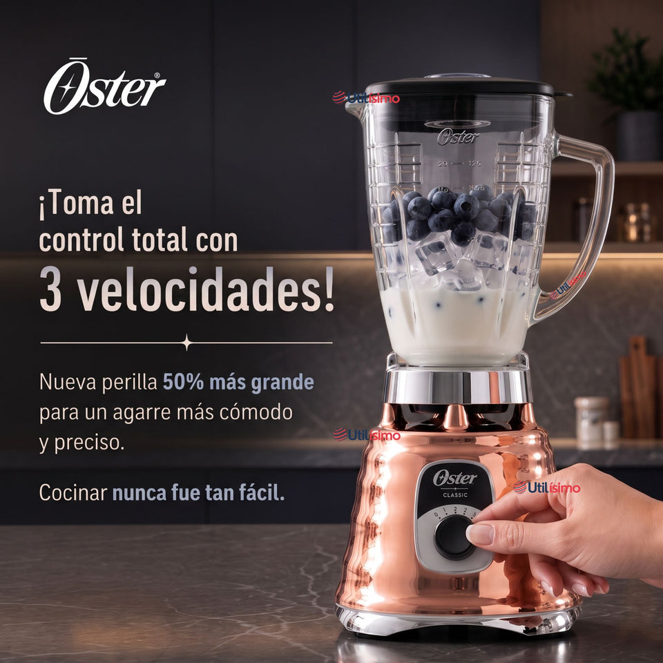 Licuadora clásica Oster® cobre con perilla ergonómica de 3 velocidades BLST4128