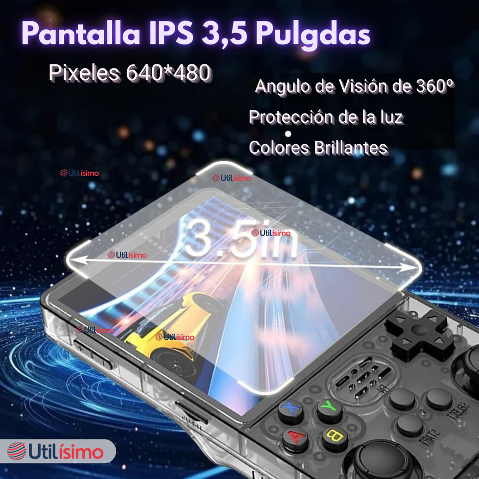 Pantalla IPS Retro Gaming Portátil R36s 64GB Consola Recargable USB