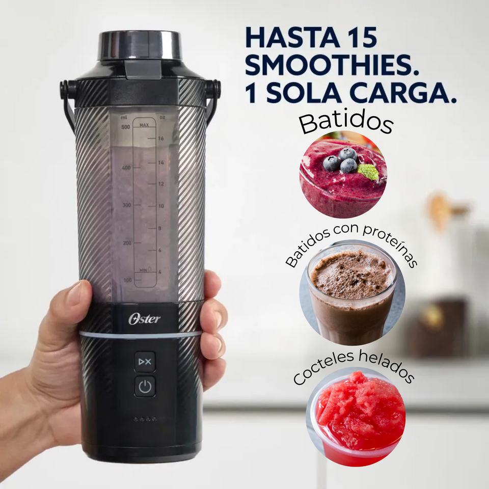 Oster Licuadora Portátil, GoMAX, 590 ml de Capacidad, para Smoothies, Negro, BLSTGFP-B20-000