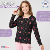 Camiseta Polera Polar Primera Capa Basica Pijama Manga Larga Diseños Surtidos Niña