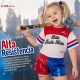 Disfraz Harley Quinn Azul y Rojo Metalizado Cosplay Niña