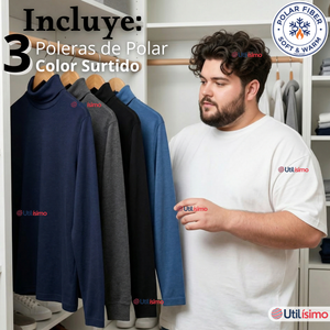 Pack 3 Camisetas Poleras Polar Primera Capa Cuello Beatle Manga Larga Colores Surtidos Hombre