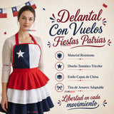 Pack 3 Delantales Diseño Tricolor Con Vuelos Mujer Fiestas Patria
