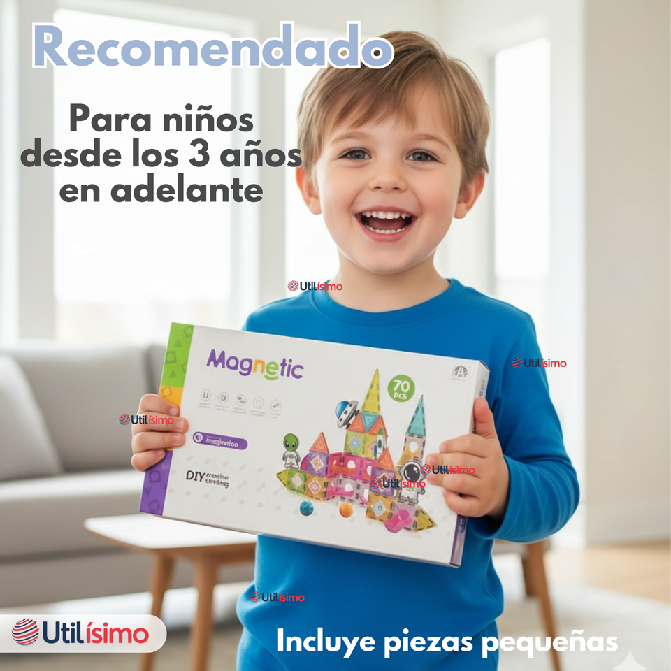 Juego Bloques De Construcción Magnéticos 3D 70 Piezas para Niños