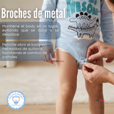 Pack 5 Bodys Manga Larga 100% Algodón Bebé Niño Dino Aventure