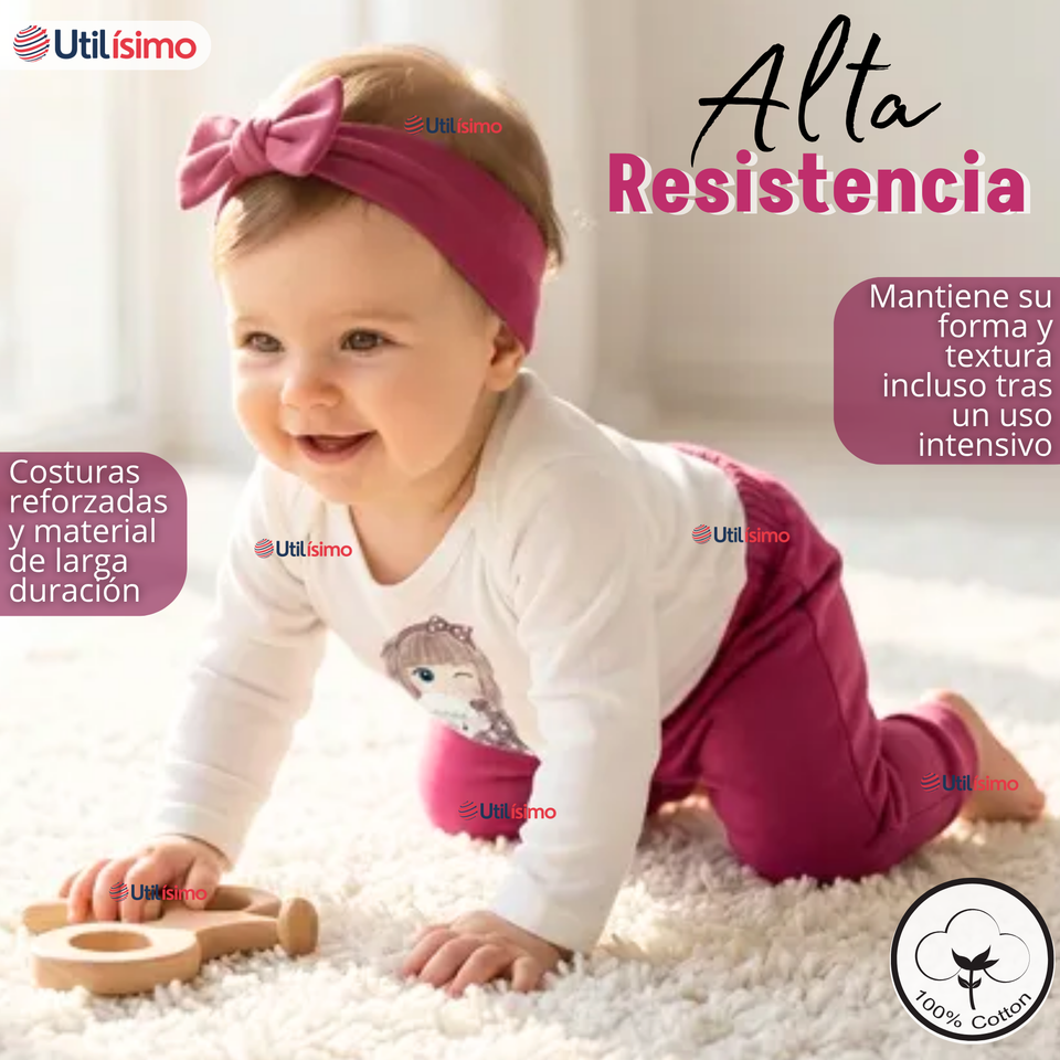 Conjunto 3 Piezas Buzo Pantalón Polerón Body De Algodón Tedmimak Burdeo Bebé Niña