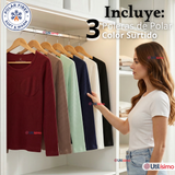 Pack 3 Camisetas Poleras Polar Primera Capa Acanalada Reductora Manga Larga Colores Surtidos Mujer
