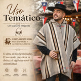 Poncho Mapuche Lana Alpaca Con Capucha Unisex Fiestas Patrias