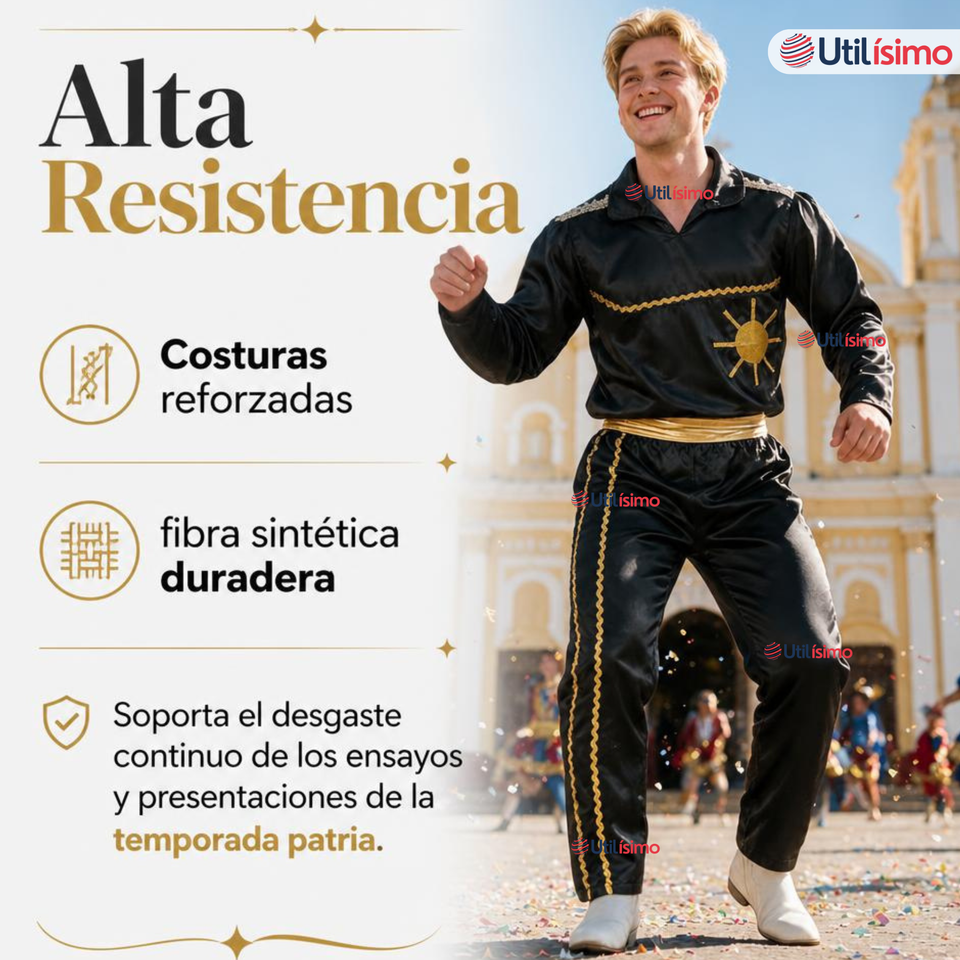 Traje Caporal Típico 2 Piezas Negro Hombre Fiestas Patrias