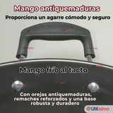 Wok Chino Acero Inoxidable Antiadherente 34cm+ Cuchara de Madera de Bambú
