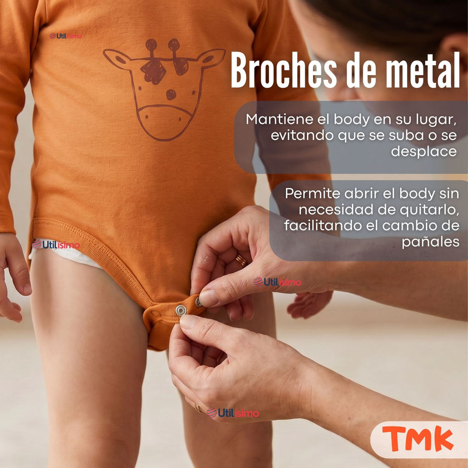 Pack 4 Bodys Manga Larga 100% Algodón Tedmimak Sweet Nature Bebé Niño