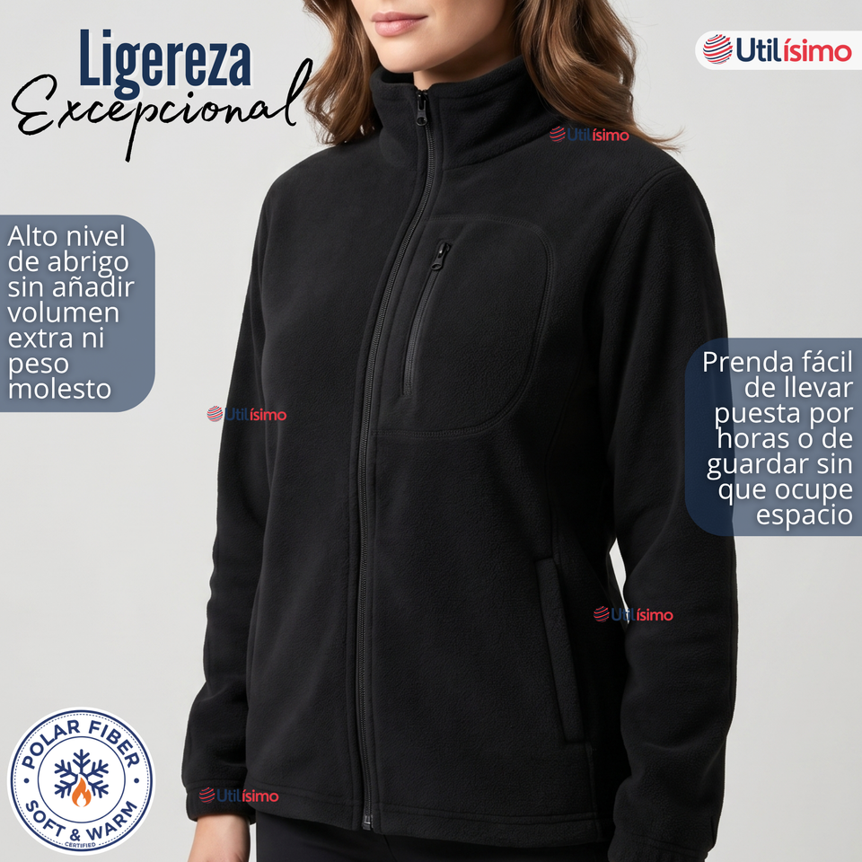 Polerón Térmico Micropolar Cuello Alto Mujer Negro Invierno