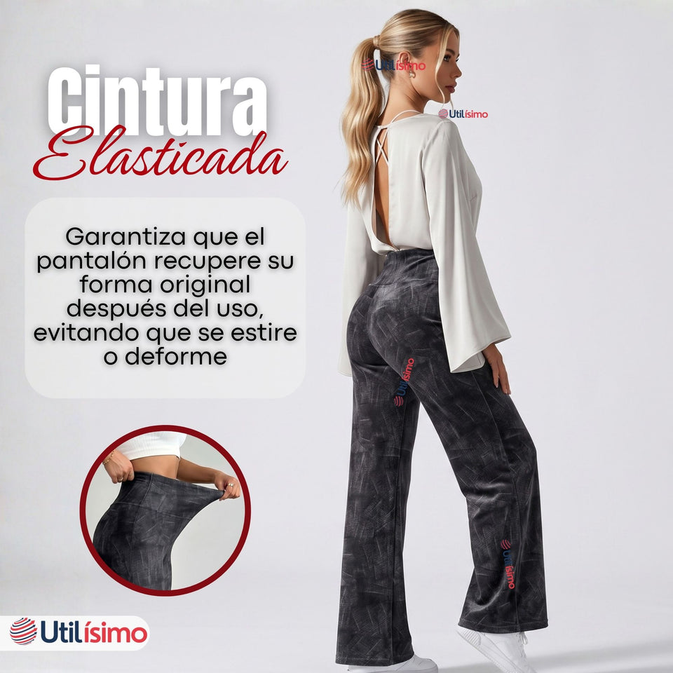 Calza Polar Con Chiporro Palazzo Mujer Elasticada Térmica Negra