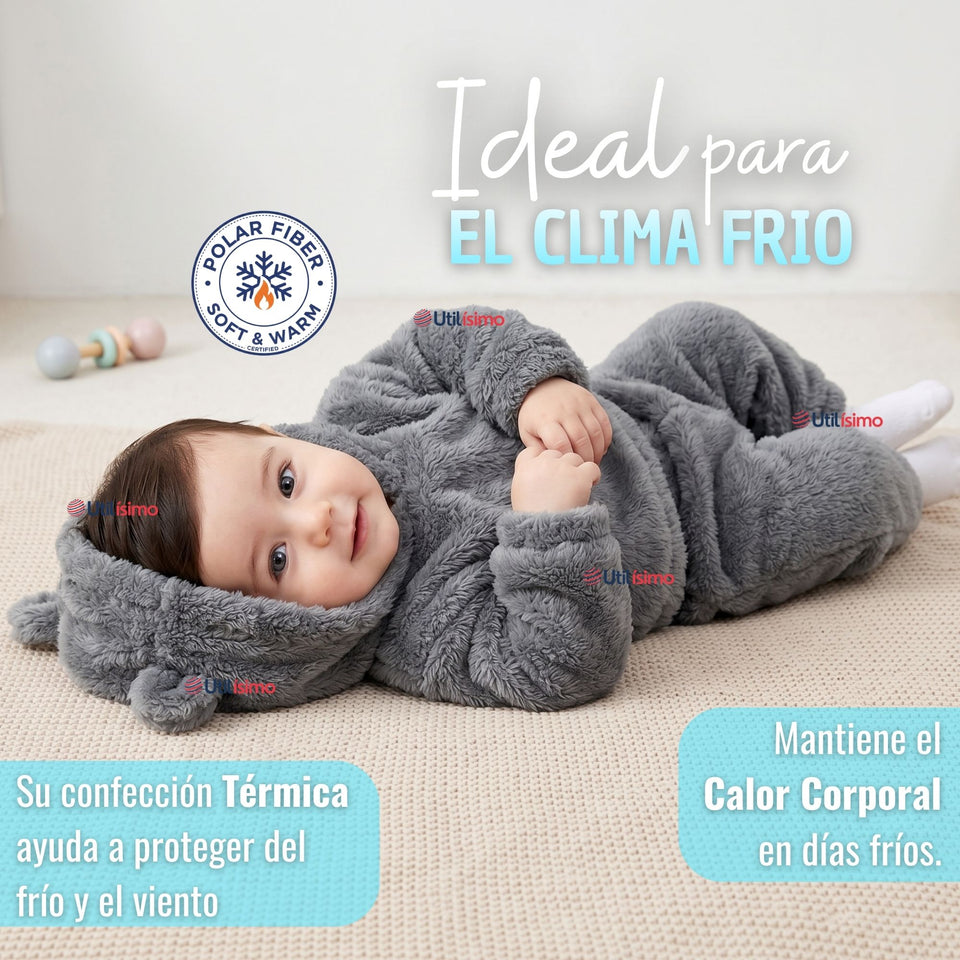 Buzo Polerón Conjunto Polar Niño Niña Con Capucha Gris
