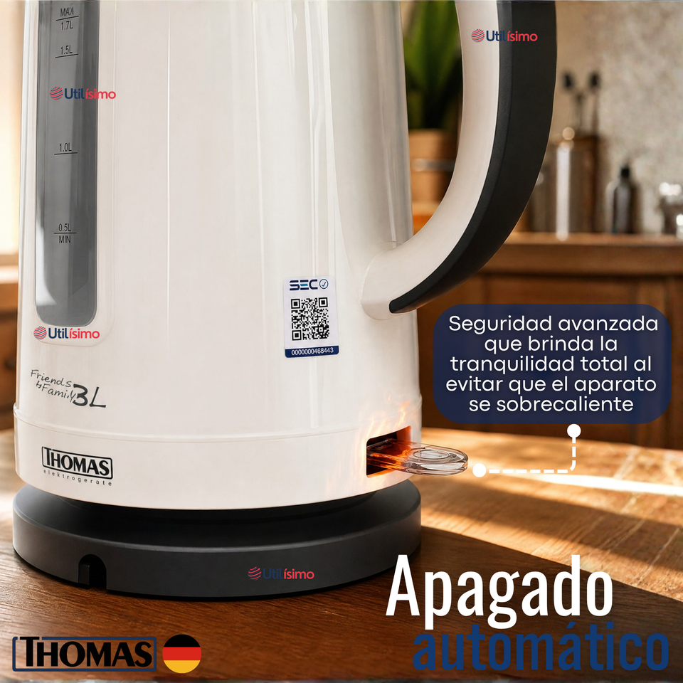 Hervidor Eléctrico Thomas 3lt Alta Potencia Tecnologia Alemana Blanco