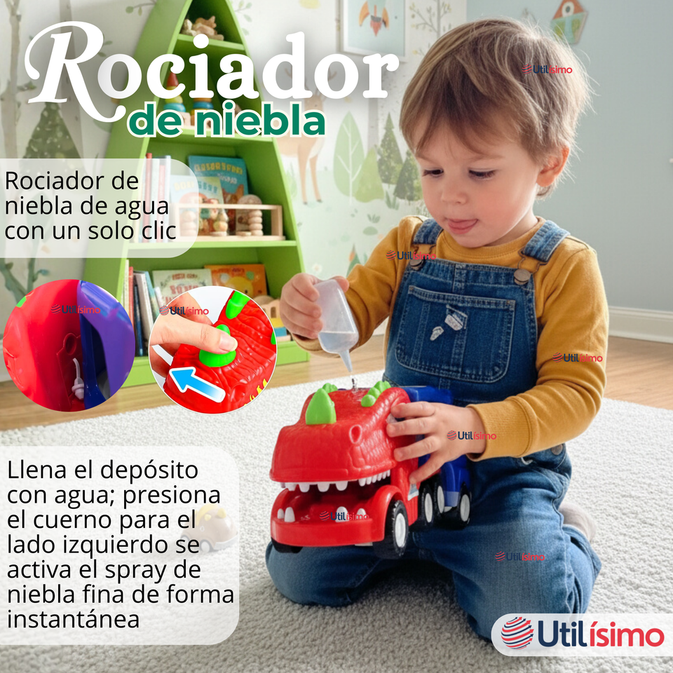 Camión De Dinosaurio 8 Mini Coches 2 Niveles Música Luces Juguete Niño