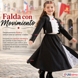 Traje Huasa Elegante NIña Conjunto 4 Piezas Tipico Fiestas Patrias
