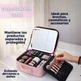 Estuche Maquillaje 2 en 1 Bolso Cosmetiquero Espejo Con Luz Led Organizador