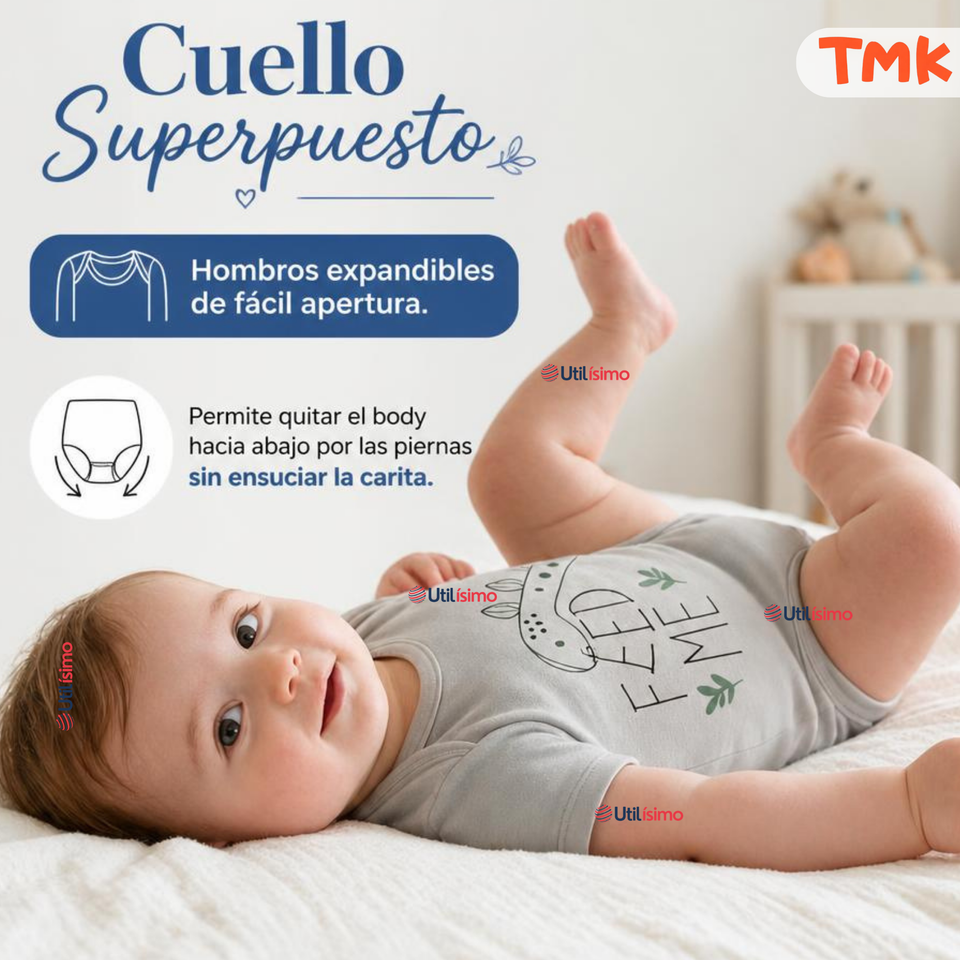 Pack 5 Bodys Manga Corta %100 Algodón Tedmimak Niño Little Adventurer