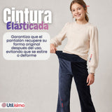 Calza Palazzo Polar Con Chiporro  Niña Juvenil Elasticada Térmica Navy Blue