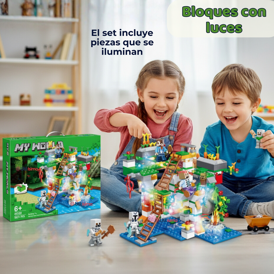 Juguete Bloques de Construcción My World Con Luces 562 Piezas Niño