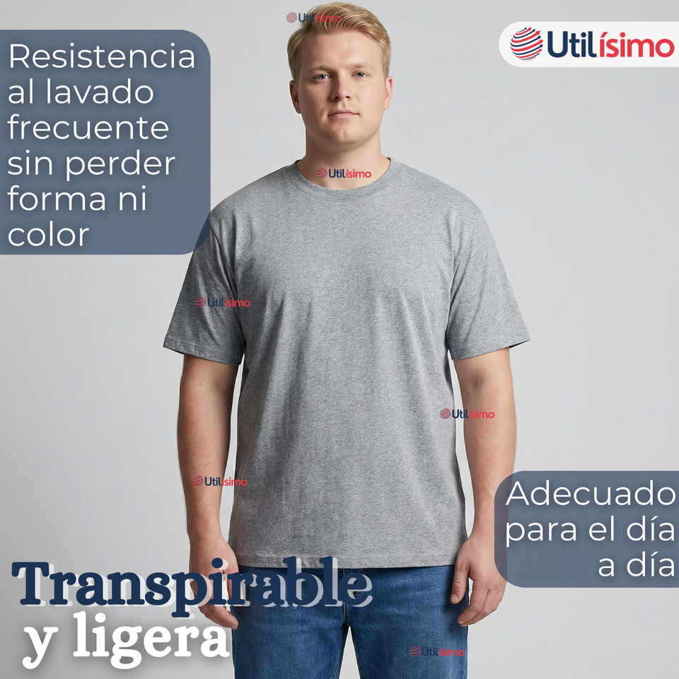 Pack 3 Camisetas Poleras 100% Algodón Básica Lisa Elástica Hombre Colores Surtidos