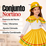 Pack 3 Trajes Nortinos Niña Amarillo 4 Piezas Con Poleras Baile Típico Fiestas Patrias